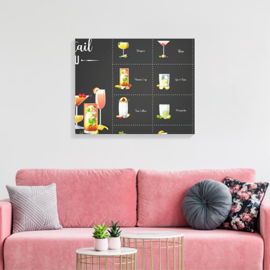Cocktailmenu Canvas Afdruk (Insitu (Woonkamer))