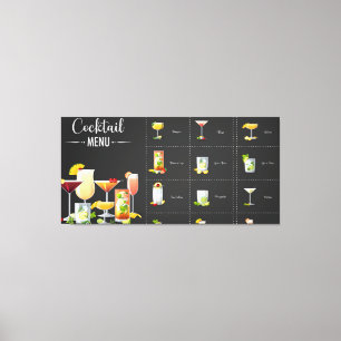 Cocktailmenu Canvas Afdruk