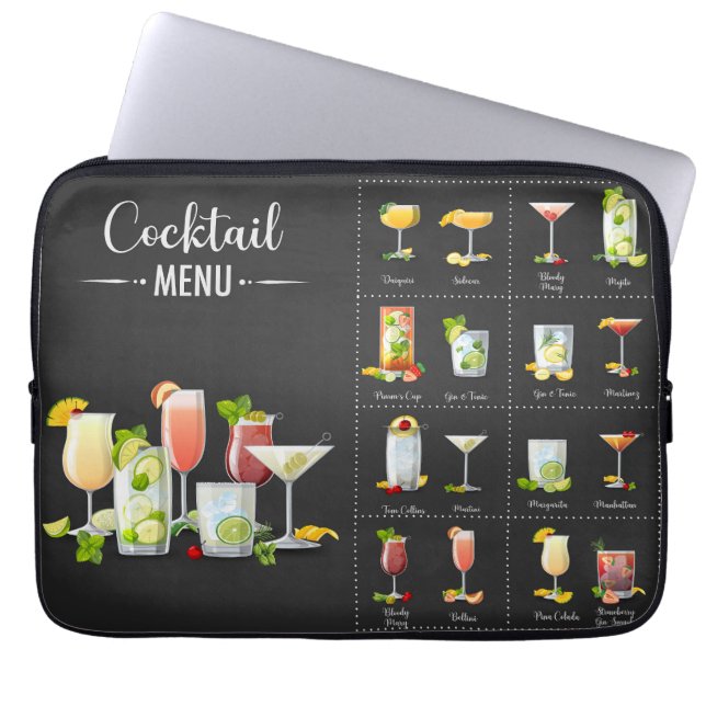 Cocktailmenu Laptop Sleeve (Voorkant)