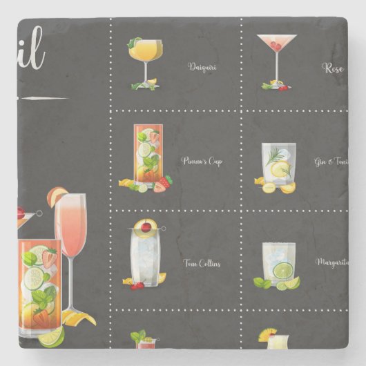 Cocktailmenu Stenen Onderzetter (Voorkant)