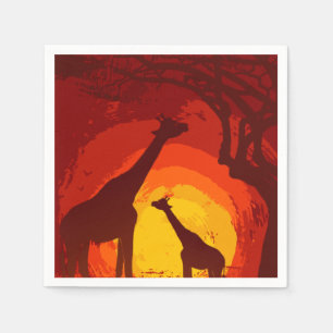 Cocktailpapier Napkin African Safari Giraffe Sun Servet