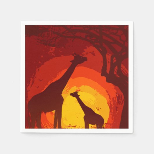 Cocktailpapier Napkin African Safari Giraffe Sun Servet (Voorkant)