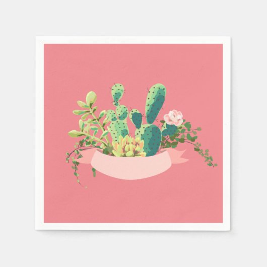 Cocktailpapier servet Boheemse Cactus Succulents D (Voorkant)