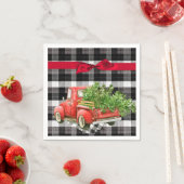 Cocktailpapier servet XMAS Truck Buffalo Plaid Bla (Insitu)