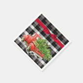 Cocktailpapier servet XMAS Truck Buffalo Plaid Bla (Hoek)