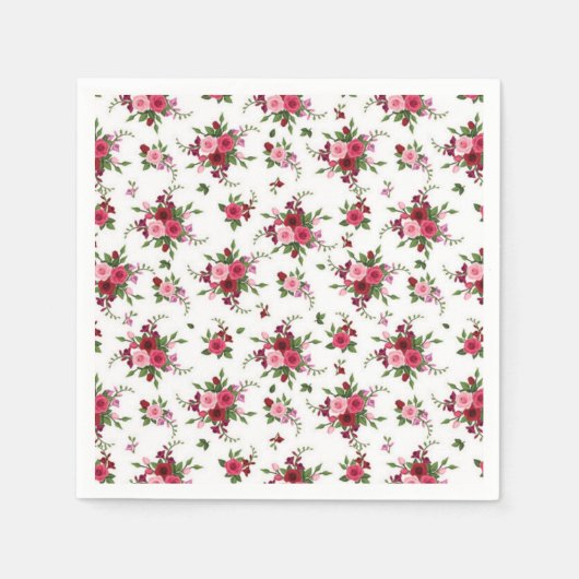 Cocktailpapieren servetjes-Roze & Rode Rozen Servet (Voorkant)