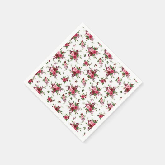 Cocktailpapieren servetten-Roze & Rode Rozen Servet (Hoek)