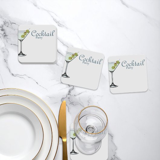 Cocktailparty Coaster met Martiniglas Kartonnen Onderzetters