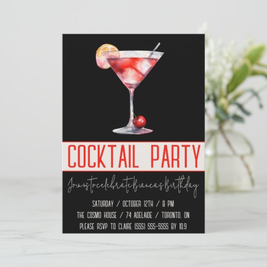 Cocktailparty, Cosmopolitan, Drink, Verjaardagsfee Kaart (Staand voorkant)