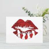 Cocktailparty dansende lippen kaart (Staand voorkant)