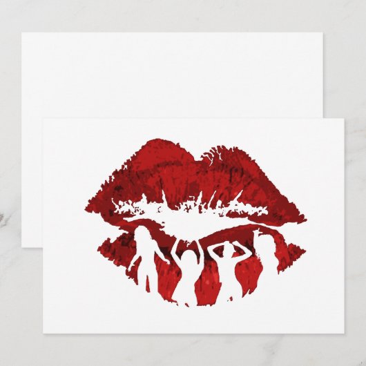 Cocktailparty dansende lippen kaart (Voorkant / Achterkant)