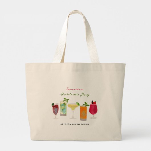 Cocktailparty Dranken Bachelorette Feest Grote Tote Bag (Achterkant)