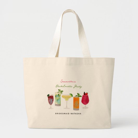 Cocktailparty Dranken Bachelorette Feest Grote Tote Bag (Voorkant)