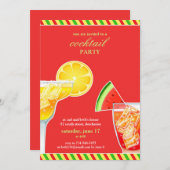 Cocktailparty Drink platte uitnodiging (Voorkant / Achterkant)