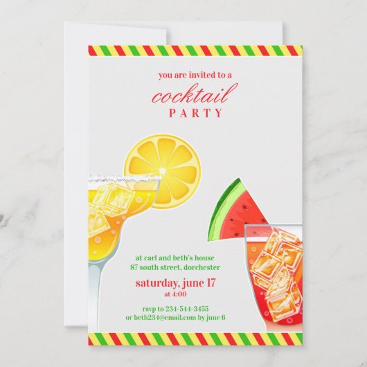 Cocktailparty Drink platte uitnodiging (Voorkant)