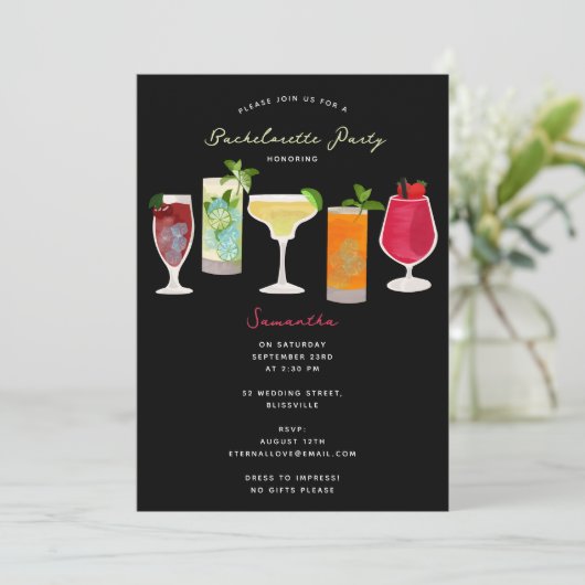 Cocktailparty Drink vrijgezellenfeest Kaart (Staand voorkant)