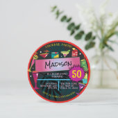 Cocktailparty Fancy Drinken Wijn 50e Verjaardag Kaart (Staand voorkant)