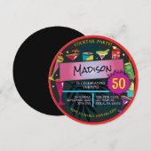 Cocktailparty Fancy Drinken Wijn 50e Verjaardag Kaart (Voorkant / Achterkant)