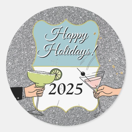 Cocktailparty, gesofisticeerde gesprekken, drink ronde sticker (Voorkant)