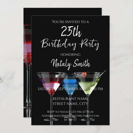 Cocktailparty Kaart (Voorkant / Achterkant)