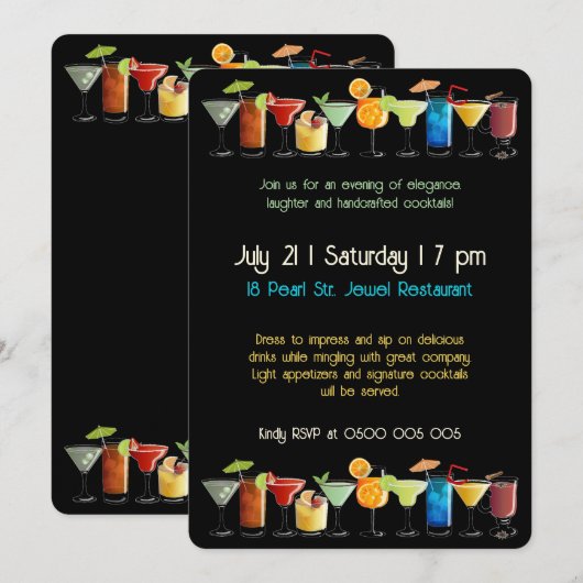  cocktailparty kaart (Voorkant / Achterkant)