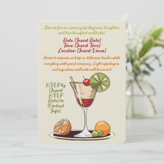  cocktailparty kaart (Staand voorkant)