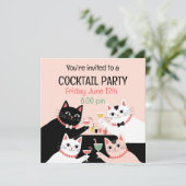 Cocktailparty katten retro gesofisticeerd kaart (Staand voorkant)