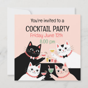 Cocktailparty katten retro gesofisticeerd kaart