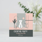 Cocktailparty katten retro stijl kat eenvoudig kaart (Staand voorkant)