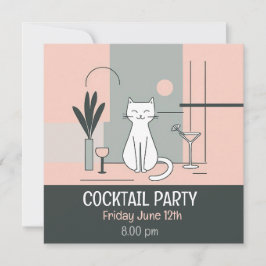 Cocktailparty katten retro stijl kat eenvoudig kaart