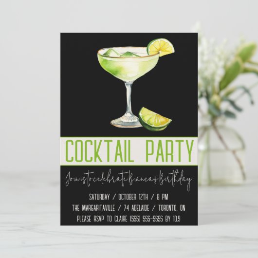 Cocktailparty, Margarita, Drink, Verjaardagsfeestj Kaart (Staand voorkant)