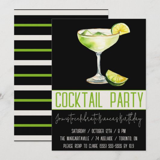 Cocktailparty, Margarita, Drink, Verjaardagsfeestj Kaart (Voorkant / Achterkant)