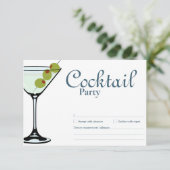Cocktailparty Martini RSVP-kaart RSVP Kaartje (Staand voorkant)