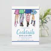 Cocktailparty Mode Koppels Kreeft Preppy Kaart (Staand voorkant)