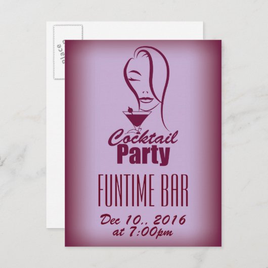 Cocktailparty ontwerp uitnodiging briefkaart (Voorkant / Achterkant)