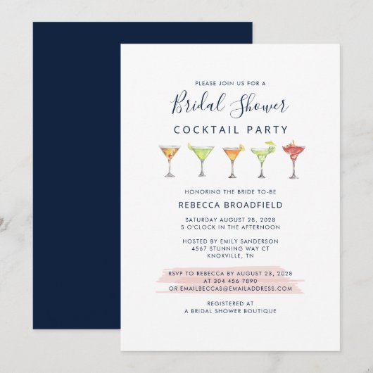 Cocktailparty Script Bruiloftsfeest Kaart (Voorkant / Achterkant)