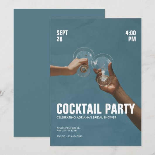 Cocktailparty Uitnodiging (Voorkant / Achterkant)