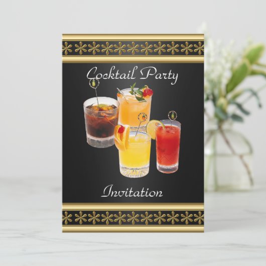 Cocktailparty Uitnodiging (Staand voorkant)