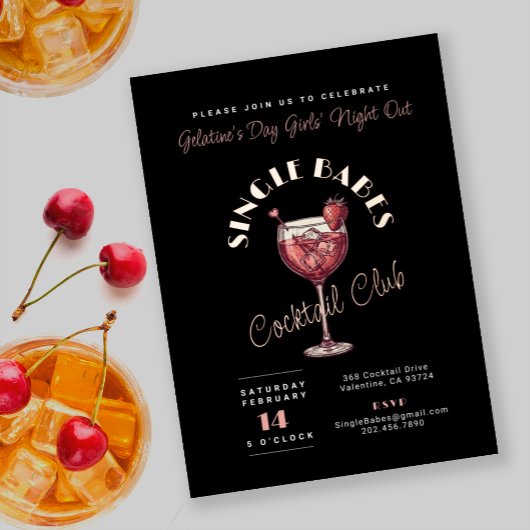 Cocktailparty voor Enkelvoudige Vriendinnen op Val Folie Uitnodiging