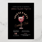 Cocktailparty voor Valentijnsdag voor Enkele Dames Folie Uitnodiging (Voorkant)