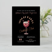 Cocktailparty voor Valentijnsdag voor Enkele Dames Folie Uitnodiging (Staand Voorkant)