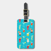 Cocktailpatroon op turquoise achtergrond bagagelabel (Voorkant verticaal)