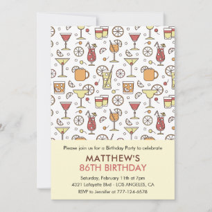 Cocktailpatroon Retro Champagne 86ste verjaardag Kaart