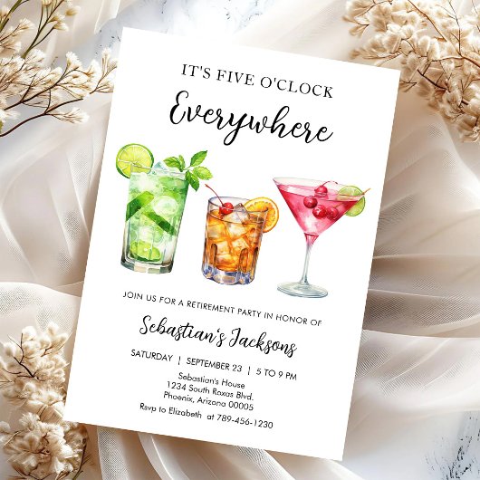Cocktailpensioen Afscheidsfeest Uitnodiging