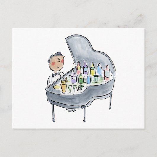 cocktailpianiste briefkaart (Voorkant)