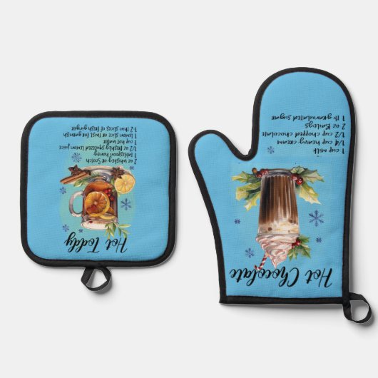 Cocktailrecepten, keukengeschenk Hot Toddy Ovenwant & Pannenlap Set (Voorkant)