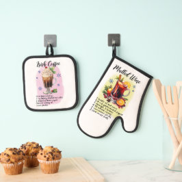 Cocktailrecepten, keukengeschenk Ierse koffie Ovenwant & Pannenlap Set