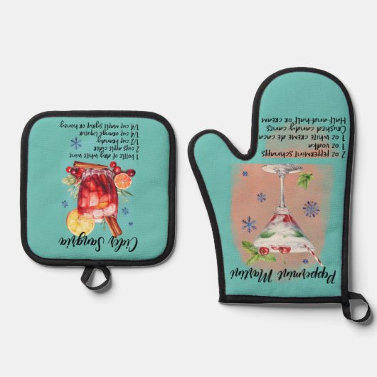 Cocktailrecepten, keukengeschenk Sangria Ovenwant & Pannenlap Set (Voorkant)
