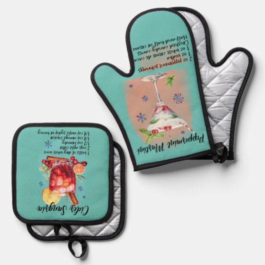 Cocktailrecepten, keukengeschenk Sangria Ovenwant & Pannenlap Set (Voorkant / Achterkant)