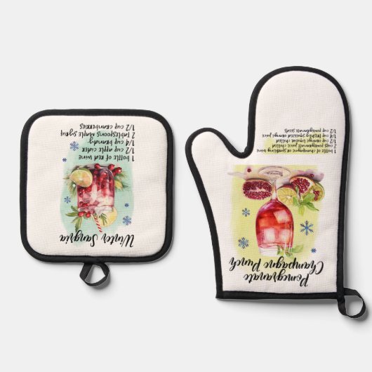 Cocktailrecepten, keukengeschenk Sangria Ovenwant & Pannenlap Set (Voorkant)